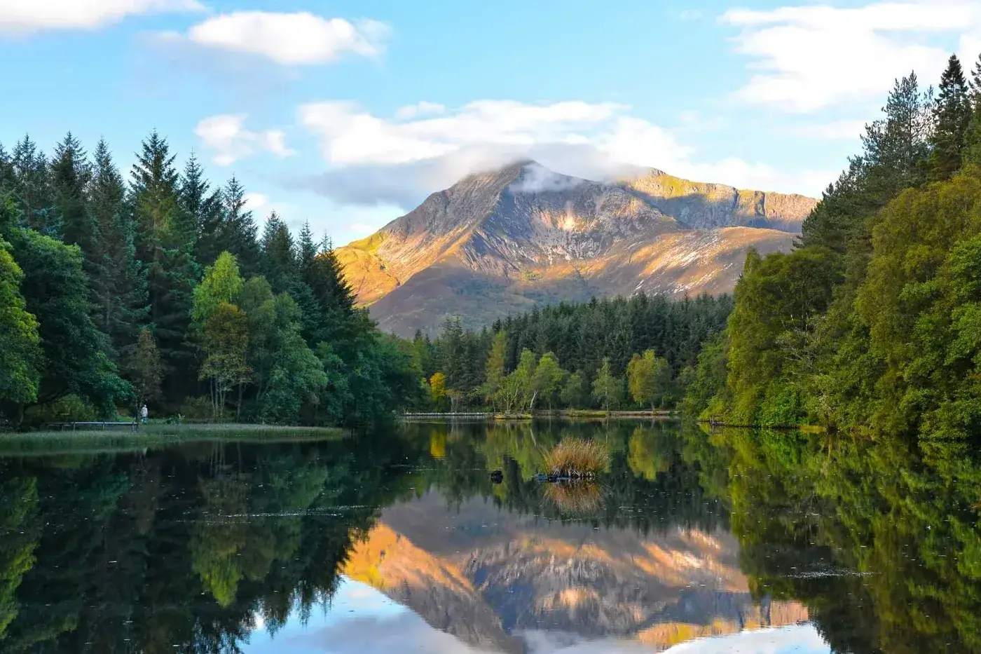 Glencoe reflected in a Highland lochan